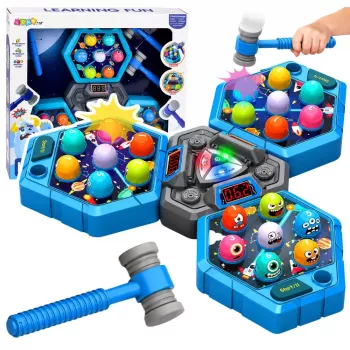 LEAN TOYS Whack-A-Mole creatures arcadespel voor 3 spelers, 3 modi, lichtgevende hamers