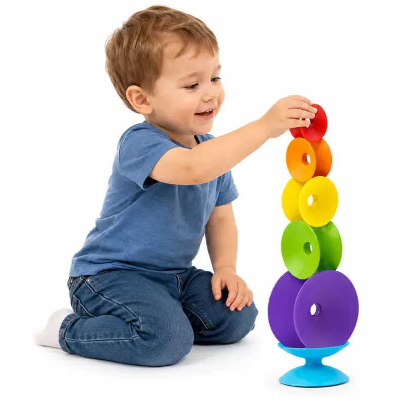LEAN TOYS Twisted sensorische toren educatieve puzzel voor peuters kleurrijk
