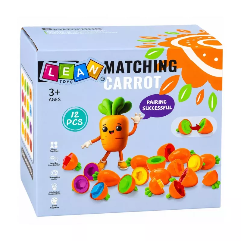 LEAN TOYS Educatieve wortel sorteerder vormen kleuren matchen 12 onderdelen