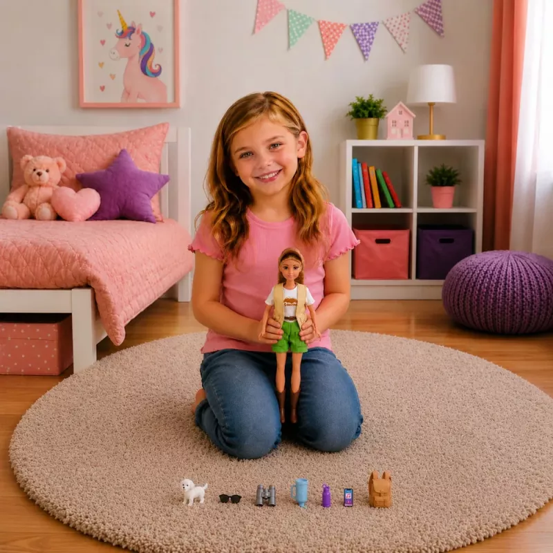 LEAN TOYS Anlily Traveler pop met hond en rugzak-accessoireset