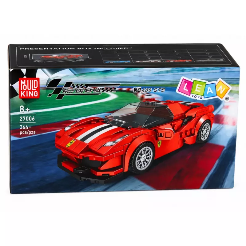 LEAN TOYS constructieblokken sportwagen racewagen vitrine rood 364 delen