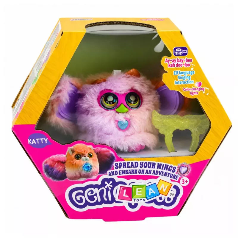 LEAN TOYS Genie Pets interactief wezen met licht en geluid hanger paars