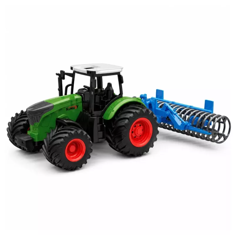LEAN TOYS Landbouw tractor met wals groen 1:24