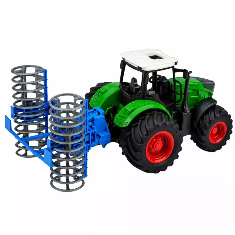 LEAN TOYS Landbouw tractor met wals groen 1:24