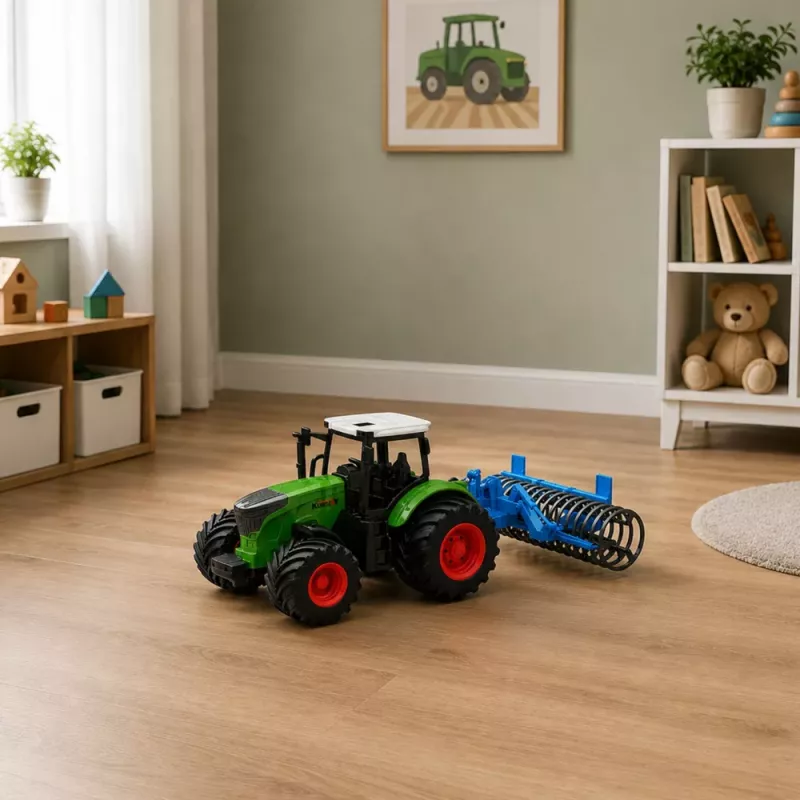 LEAN TOYS Landbouw tractor met wals groen 1:24