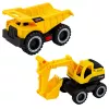 LEAN TOYS Bouwvoertuigset graafmachine kiepwagen met licht en geluid geel