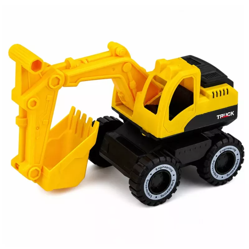 LEAN TOYS Bouwvoertuigset graafmachine kiepwagen met licht en geluid geel