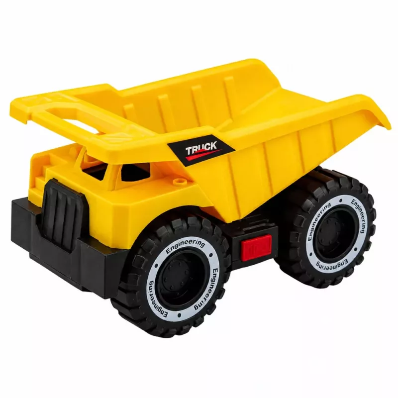 LEAN TOYS Bouwvoertuigset graafmachine kiepwagen met licht en geluid geel