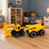 LEAN TOYS Bouwvoertuigset graafmachine kiepwagen met licht en geluid geel