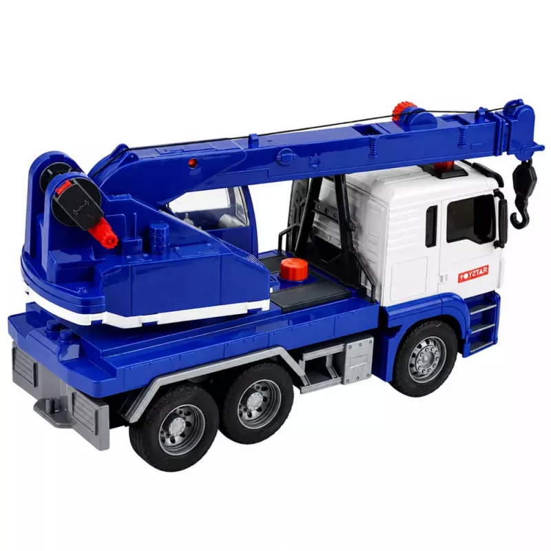 LEAN TOYS Bouwkraan vrachtwagen met verstelbare lichten en geluid - blauw