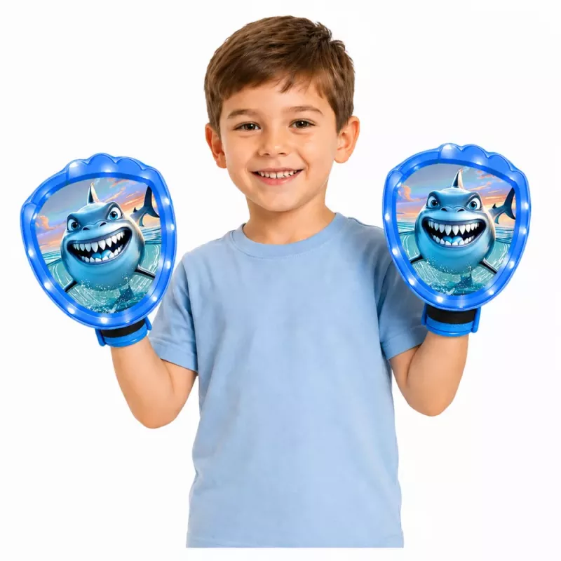 LEAN TOYS Arcadespel voor Werpen, Vangen, Racket, Lichtballen, LED-haai
