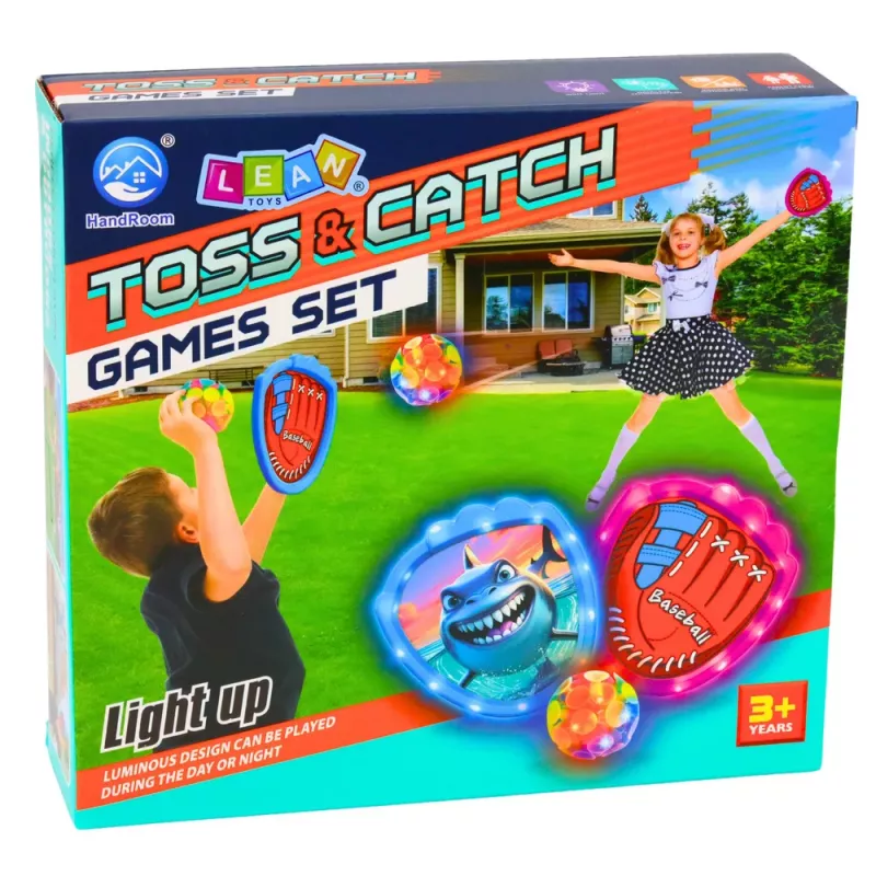 LEAN TOYS Arcadespel voor Werpen, Vangen, Racket, Lichtballen, LED-haai