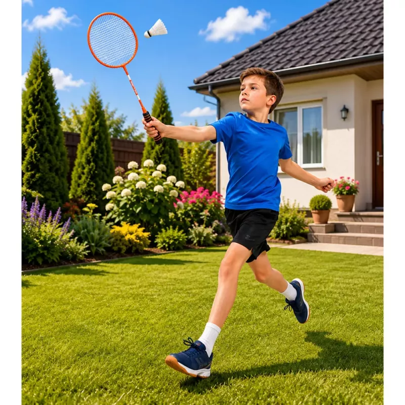 LEAN TOYS Badmintonset, 3 Rackets, Shuttles, Oranje Tas