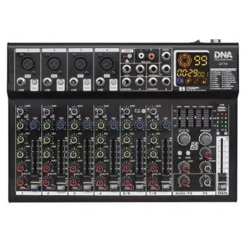 DNA PROFESSIONAL DNA QFX8 analoge audiomixer 8 kanalen Bluetooth
