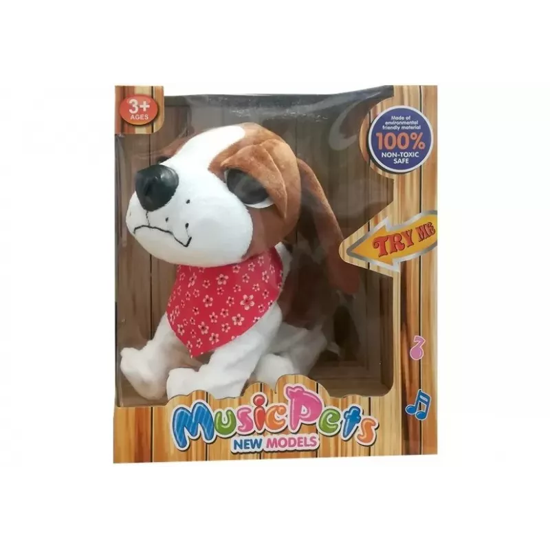 LEAN TOYS interactieve hond aan de lijn, blaft, kwispelt met de staart, sensoren