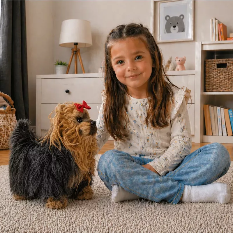 LEAN TOYS Interactieve York Hond Beweegt Blaft Bruin-Zwart