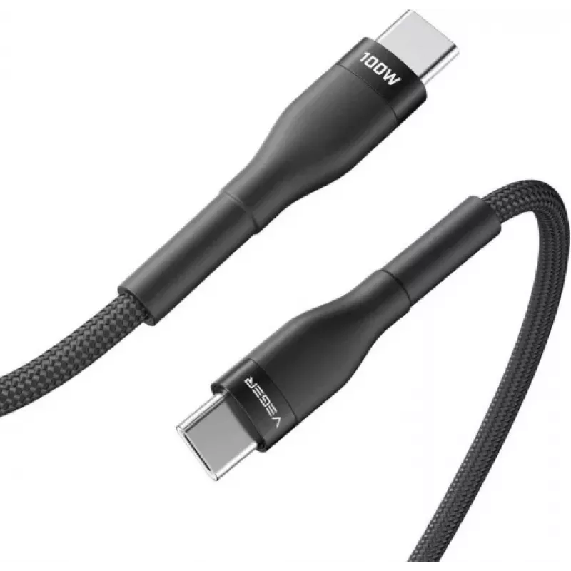 VEGER USB-C naar USB-C PD 100W kabel 1,5 m, zwart