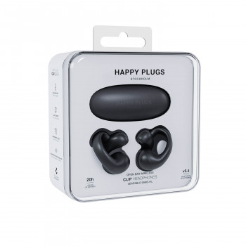 Happy Plugs Clip draadloze open-ear clip-on oordopjes (zwart)