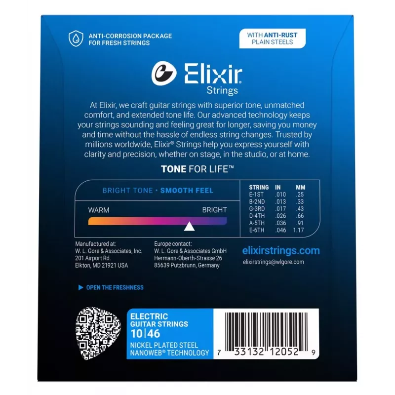 Elixir 12052 Nanoweb Light elektrische gitaarsnaren (10-46)