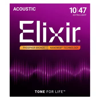 Elixir 16002 NANOWEB Phosphor Bronze Extra Light akoestische gitaarsnaren (10-47)