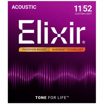 Elixir Strings 16027 Phosphor Bronze Custom Light NANOWEB akoestische gitaarsnaren (11-52)