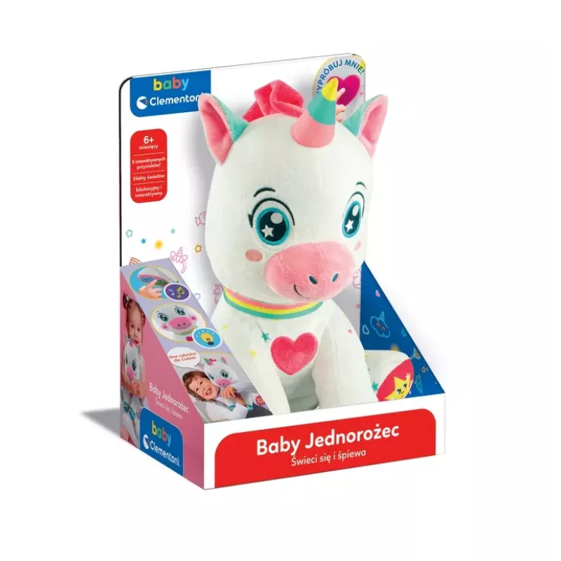 Clementoni Sweet Interactieve pluchen eenhoorn Lichtjes & zingt Poolse taal 50937