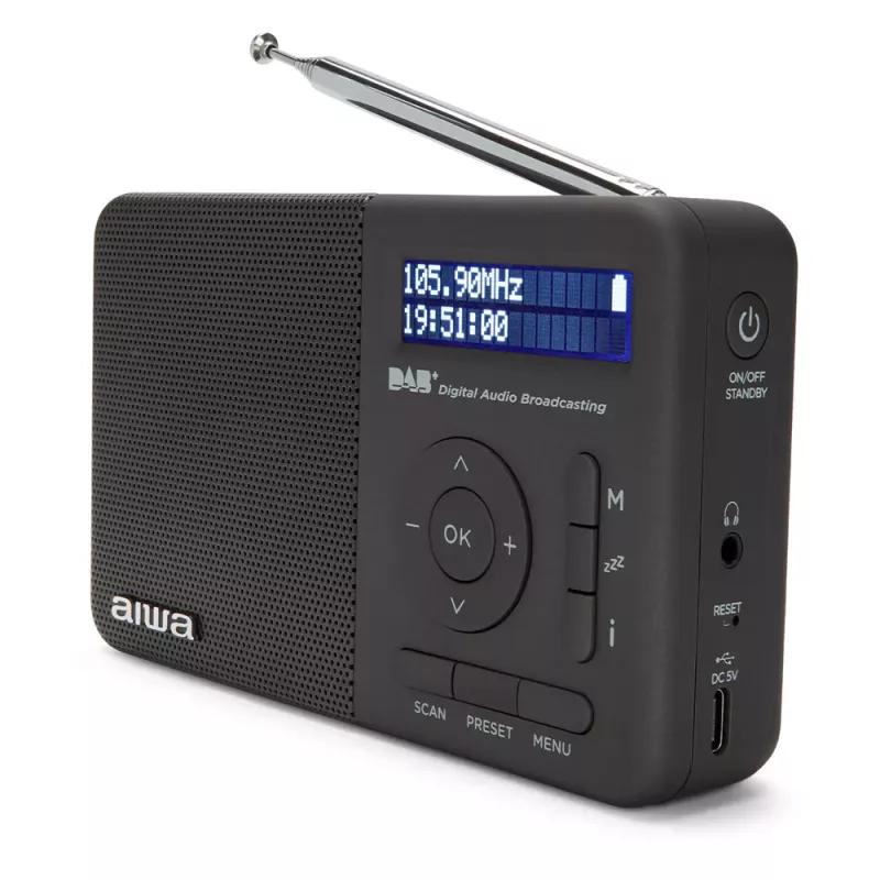 Aiwa RD-40DAB/BK zwart DAB+ & FM draagbare radio met Bluetooth