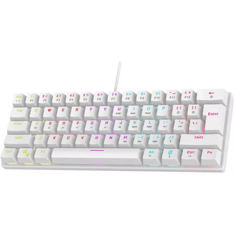 Rampage PLOWERK60 blue switch witte mechanische gaming-toetsenbord 60% RGB USB-C