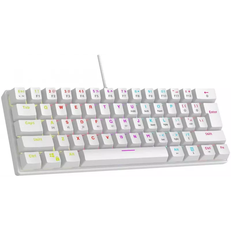 Rampage PLOWERK60 blue switch witte mechanische gaming-toetsenbord 60% RGB USB-C