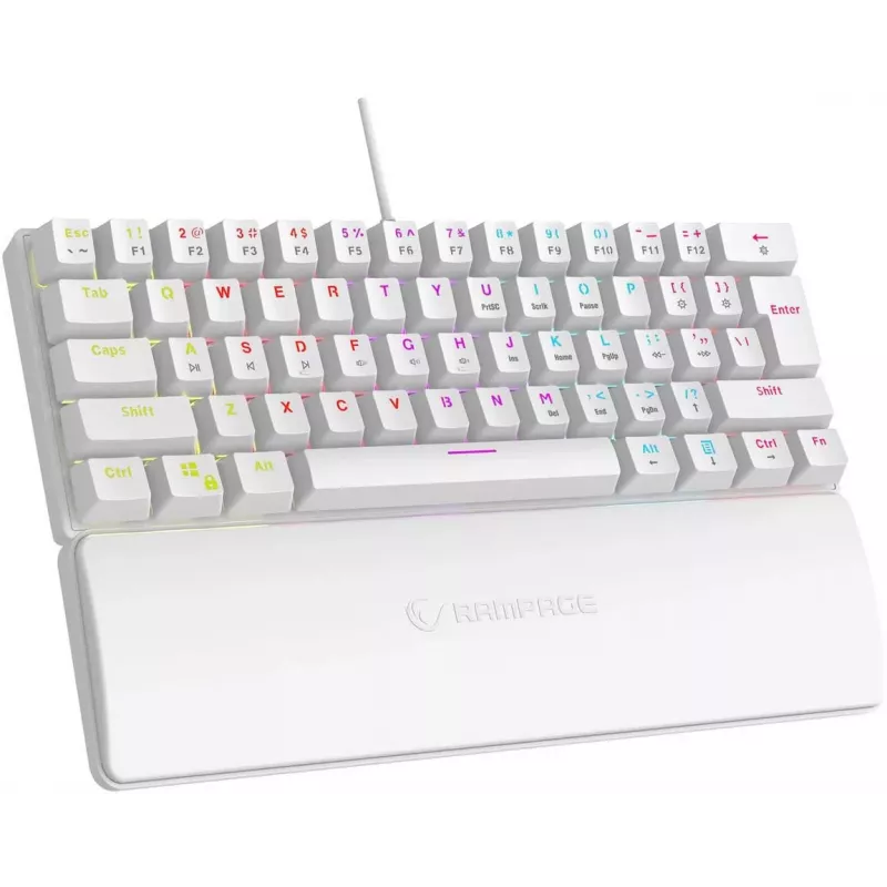Rampage PLOWERK60 blue switch witte mechanische gaming-toetsenbord 60% RGB USB-C
