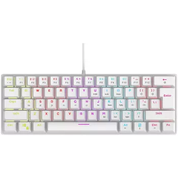Rampage PLOWERK60 blue switch witte mechanische gaming-toetsenbord 60% RGB USB-C