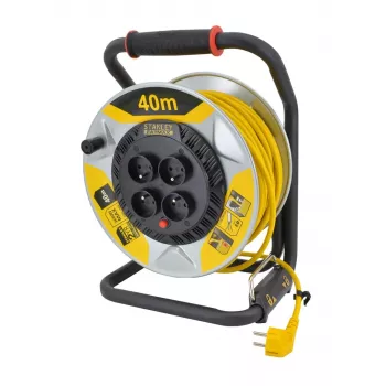 STANLEY Kabelhaspel Verlengkabel 40m 3x1,5mm 16A IP20 Zwart