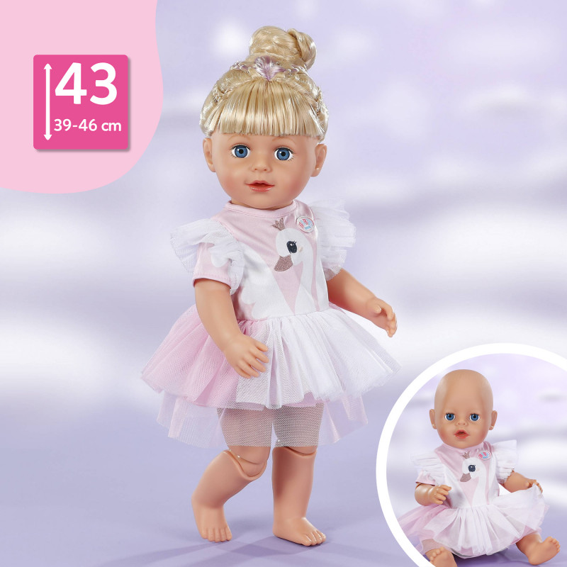 ZAPF CREATION BABY born zwanenjurk 43cm poppenoutfit