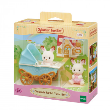 EPOCH Sylvanian Families chocoladekonijn-tweeling met kinderwagen