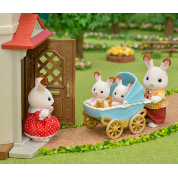 EPOCH Sylvanian Families chocoladekonijn-tweeling met kinderwagen