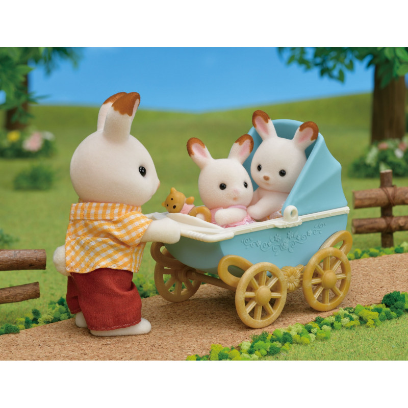 EPOCH Sylvanian Families chocoladekonijn-tweeling met kinderwagen