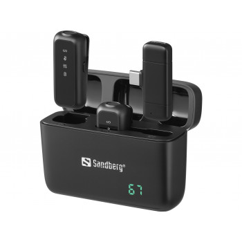 SANDBERG Streamer USB-C draadloze microfoon x2 - dual-microfoonset - 20 Hz - 20 kHz