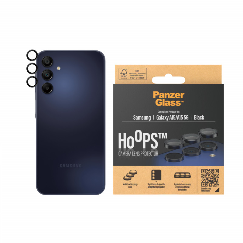 PanzerGlass Hoops camera-lensbescherming voor Samsung Galaxy A15 / A15 5G - zwart