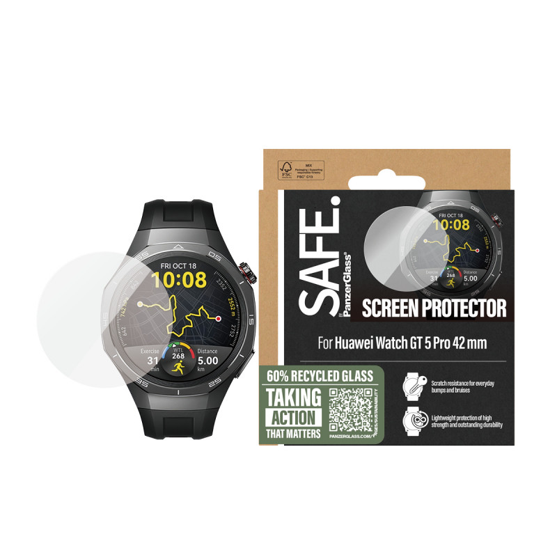 PanzerGlass SAFE gehard glas schermbescherming voor Huawei Watch GT 5 Pro 42mm