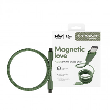 PanzerGlass empower Magnetic 240W USB-C naar USB-C kabel 1,5 m groen
