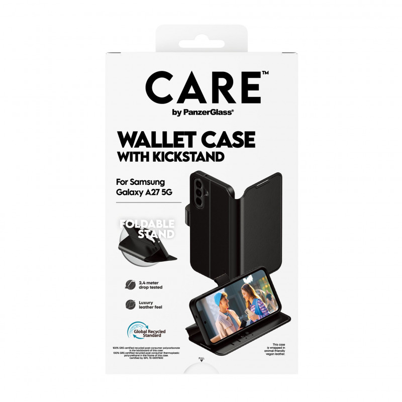 PANZERGLASS CARE wallet case met kickstand voor Samsung Galaxy A27 5G, transparant