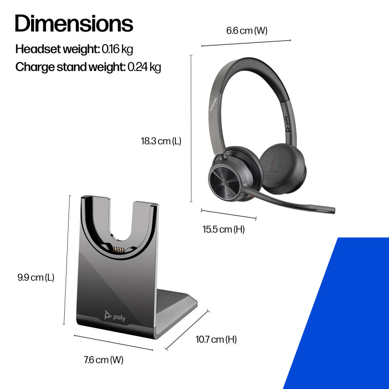 Plantronics Voyager 4320 UC V4320-M C, USB-A, zwart