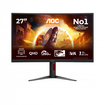 AOC CQ27G4Z2 27 inch QHD curved gaming-monitor - 240Hz Fast VA, 0,5ms MPRT, FreeSync Premium, in hoogte verstelbaar