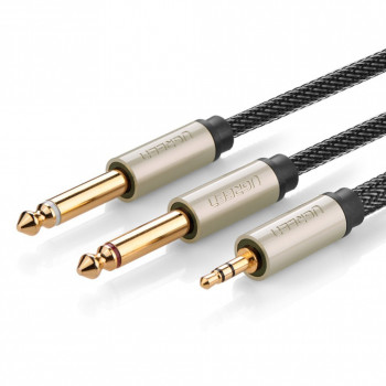 UGREEN 3,5-mm-TRS-naar-dubbele-6,35-mm-TS-audio-Y-splitterkabel 2 m grijs