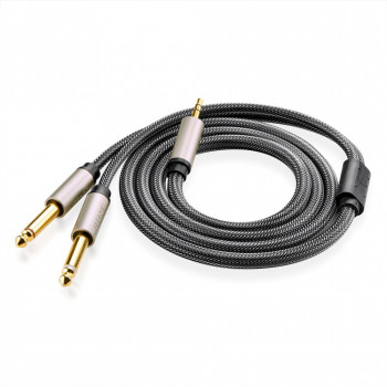 UGREEN 3,5-mm-TRS-naar-dubbele-6,35-mm-TS-audio-Y-splitterkabel 2 m grijs