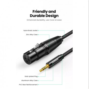 UGREEN AV182 XLR-stekker naar 3,5-mm-TRS-stekker audiokabel 1 m zwart