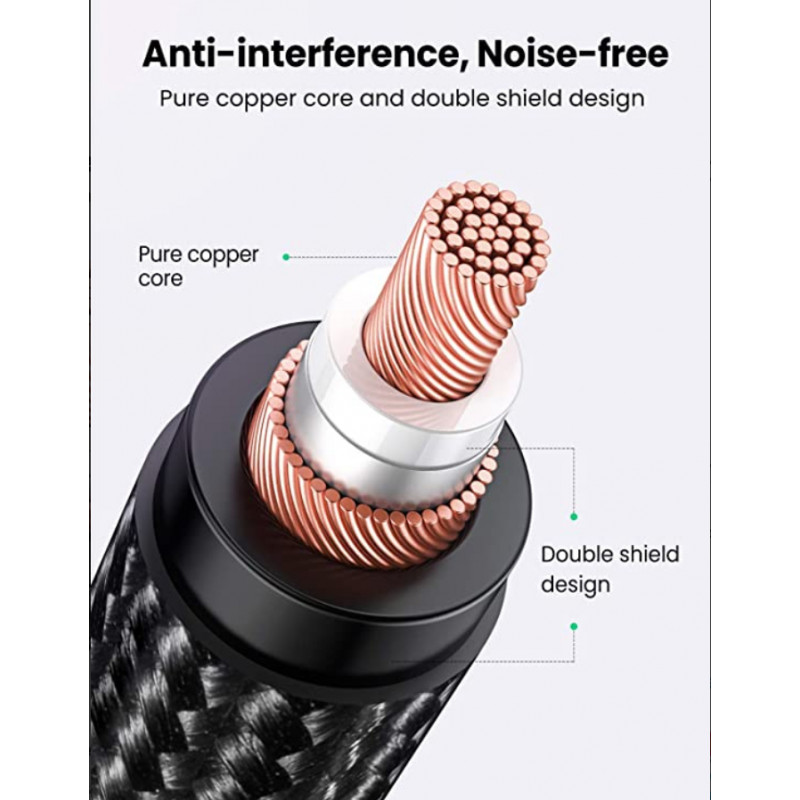 UGREEN AV182 XLR-stekker naar 3,5-mm-TRS-stekker audiokabel 1 m zwart