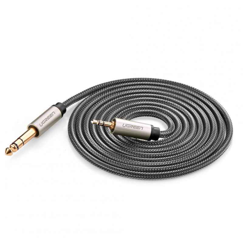 UGREEN 3,5 mm jackkabel stereo-audiokabel TRS stekker-stekker 1 m grijs