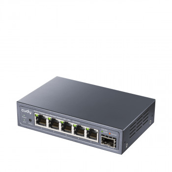 CUDY GS105ES1 5-poorts Gigabit light managed switch met 1 SFP, 4 RJ45, VLAN, QoS, desktop