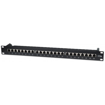 Intellinet 513487 24-poorts Cat5e STP 1U rackmount patchpaneel, zwart